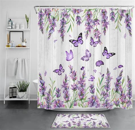 purple butterfly shower curtain